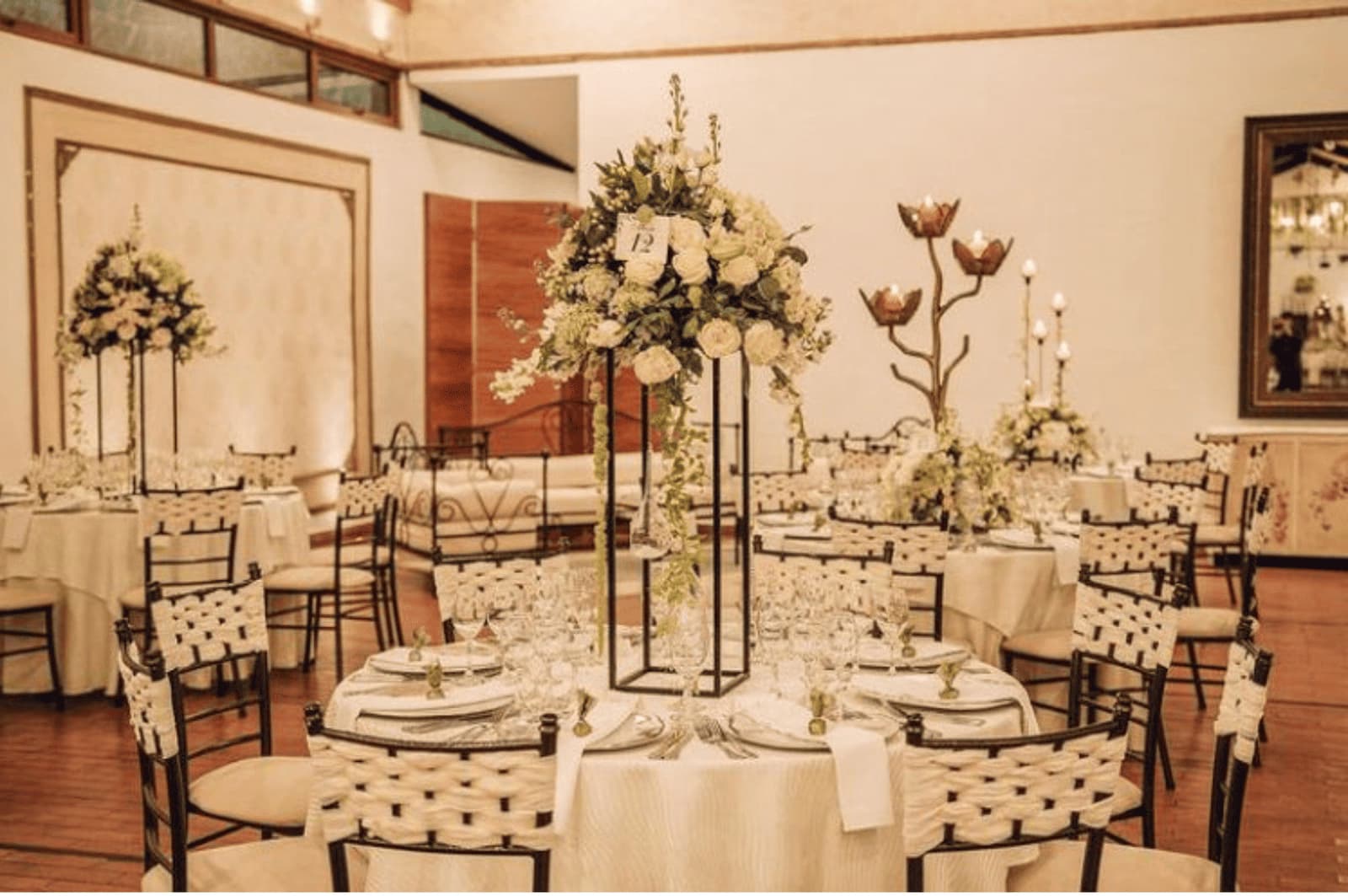 Hall prepared for a celebration at Estancia Rosario.